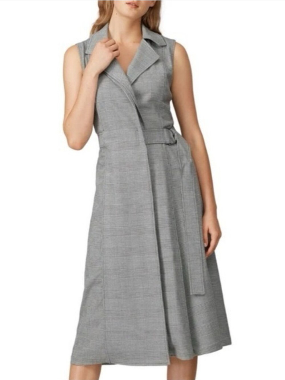 Jason Wu Plaid Sleeveless Blazer Maxi Trench Dress